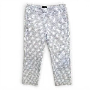 Jones & Co Women’s Patterned Cropped Pants Size 4 White Blue Green Stretch